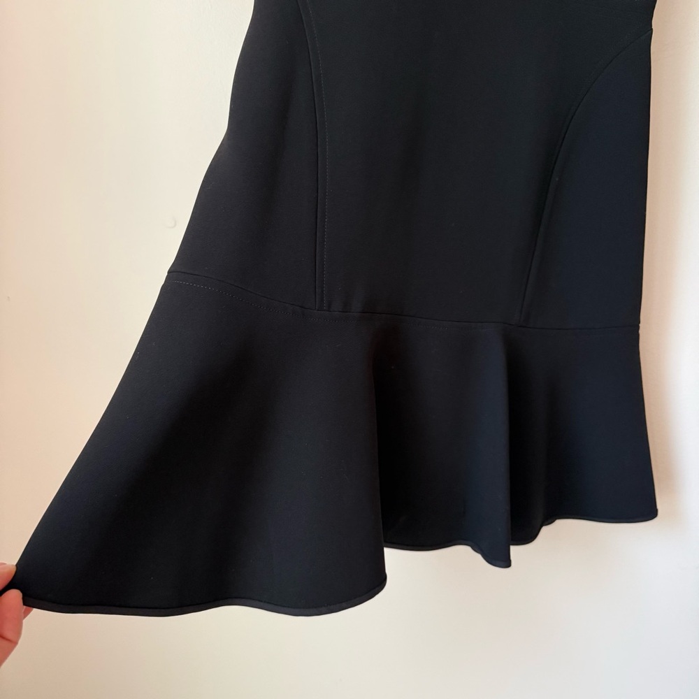 THEORY Theory Felicitina Sleeveless Black Crepe Mini Dress Fluted Skirt Size 8 - Picture 9 of 14
